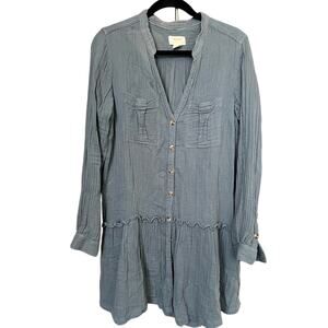 Anthropologie Maeve Slate Blue Chambray Dress - 8